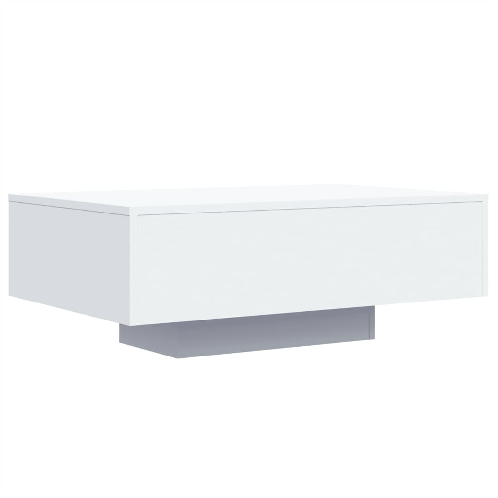 Tavolino da Soggiorno con Luci LED Bianco 85x55x31 cm