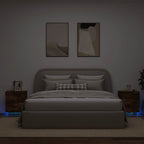Comodini con Luci LED 2pz Rovere Fumo in Legno Multistrato
