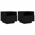 Comodini con Luci LED 2pz Neri 40x39x37 cm