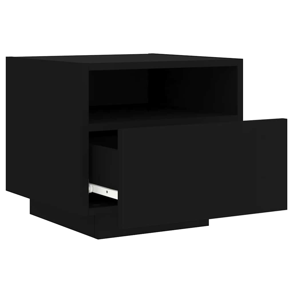 Comodini con Luci LED 2pz Neri 40x39x37 cm