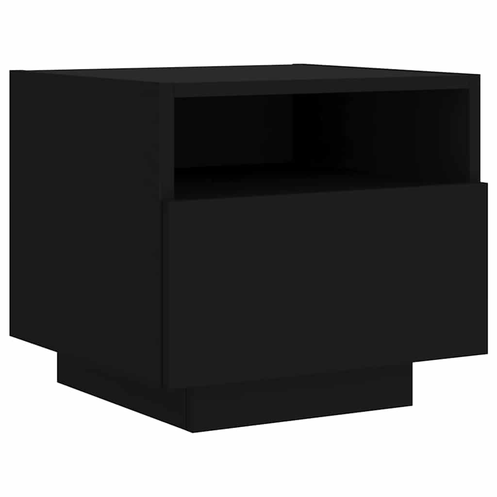 Comodini con Luci LED 2pz Neri 40x39x37 cm