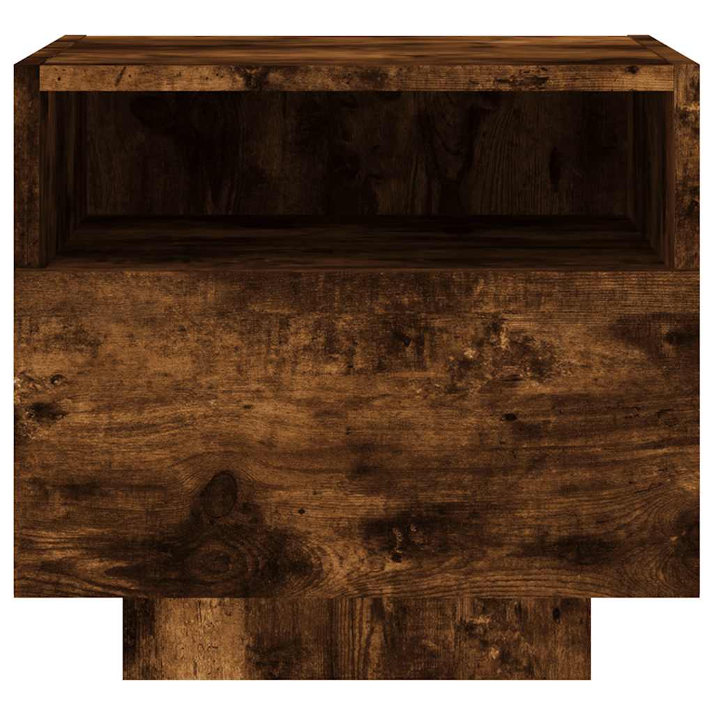 Comodini con Luci LED 2pz Rovere Fumo 40x39x37 cm