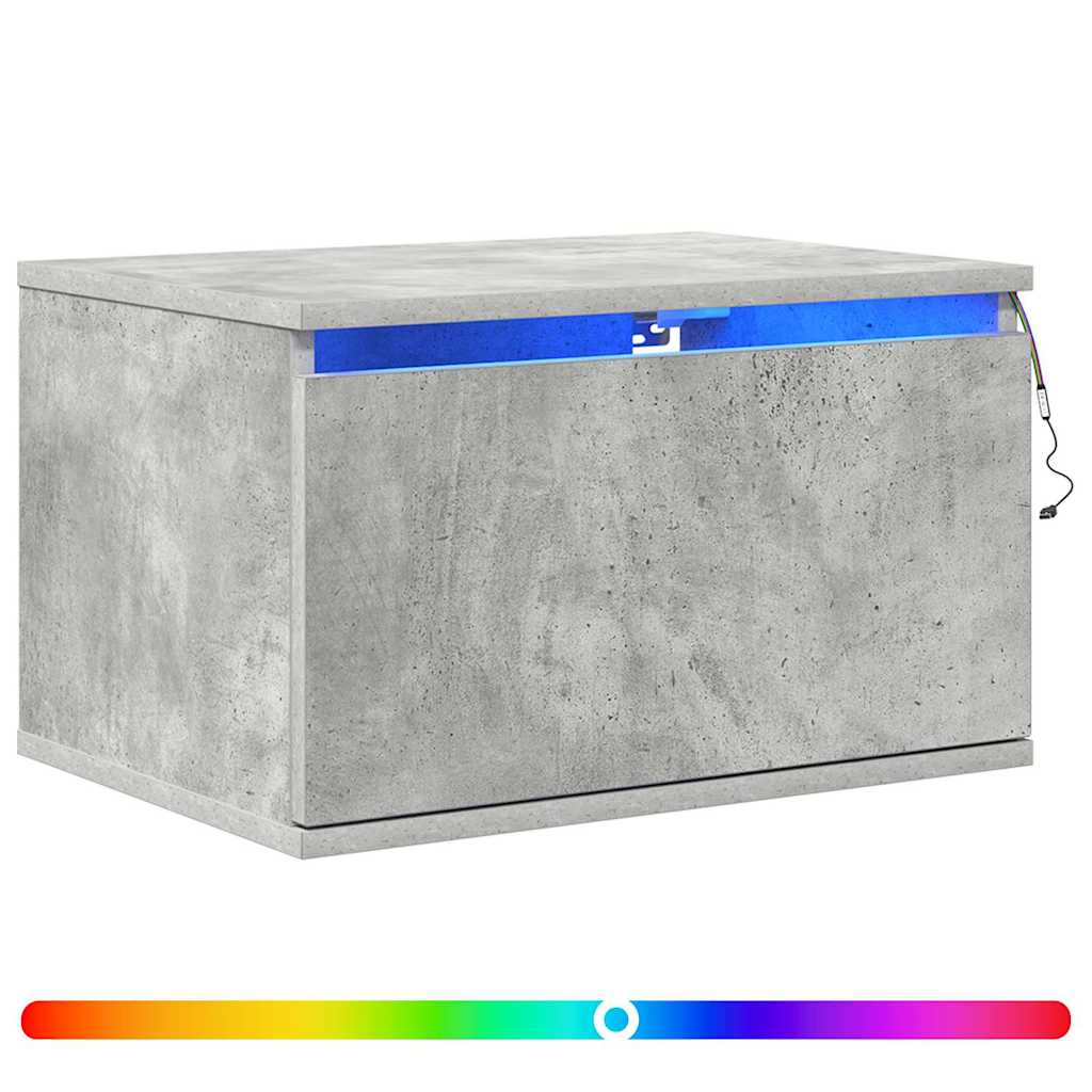 Comodino a Parete con Luci LED Grigio Cemento