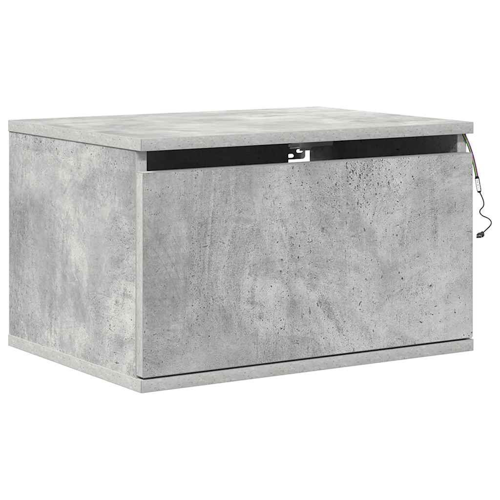 Comodino a Parete con Luci LED Grigio Cemento