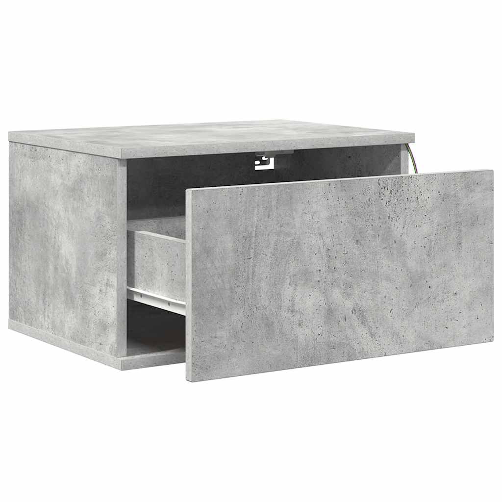 Comodino a Parete con Luci LED Grigio Cemento