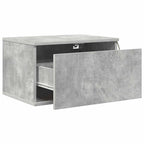 Comodino a Parete con Luci LED Grigio Cemento