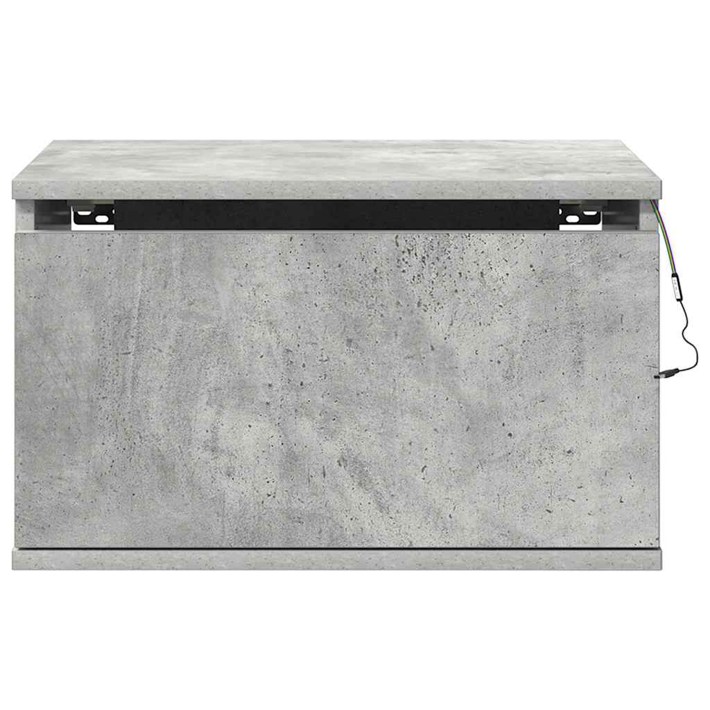 Comodino a Parete con Luci LED Grigio Cemento