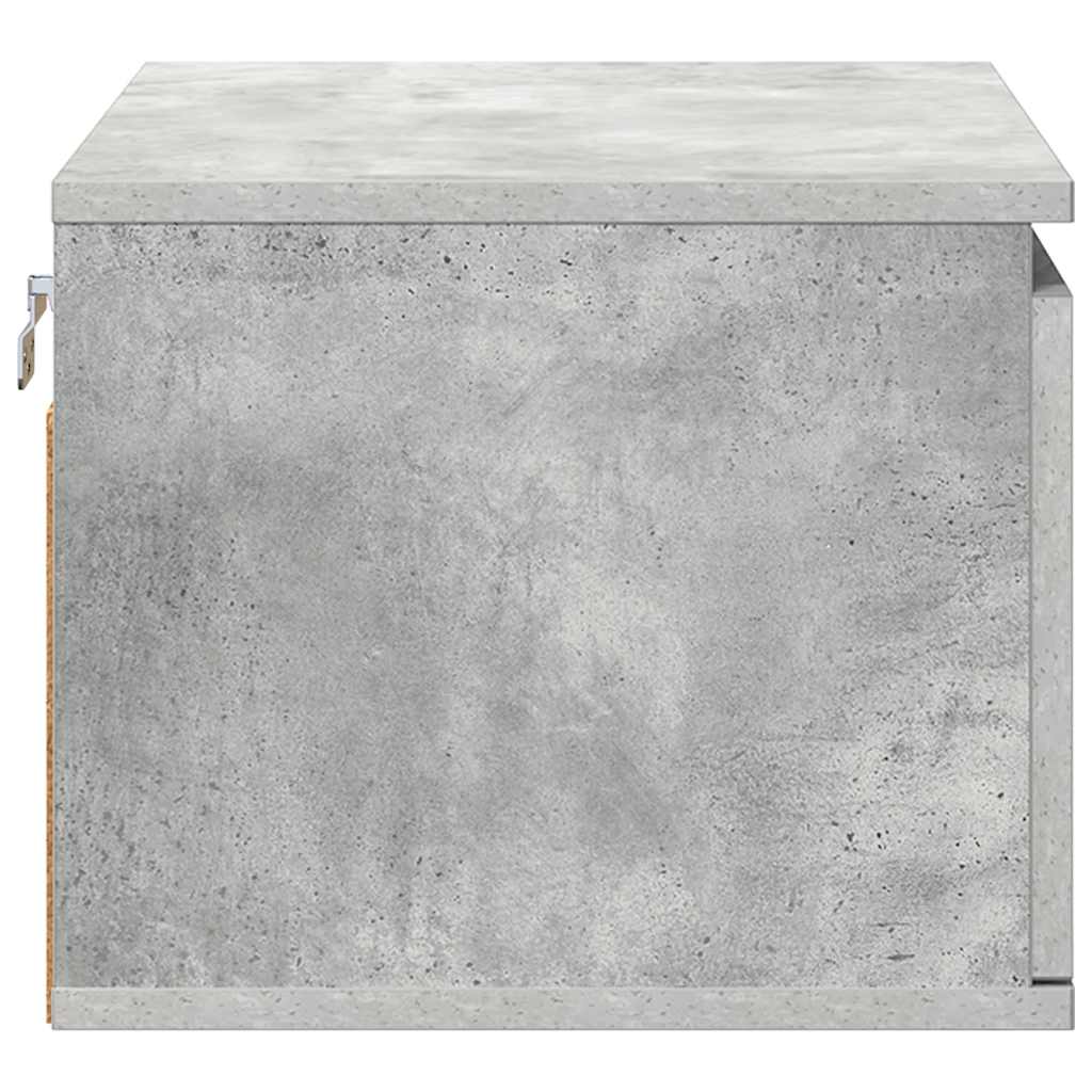 Comodino a Parete con Luci LED Grigio Cemento