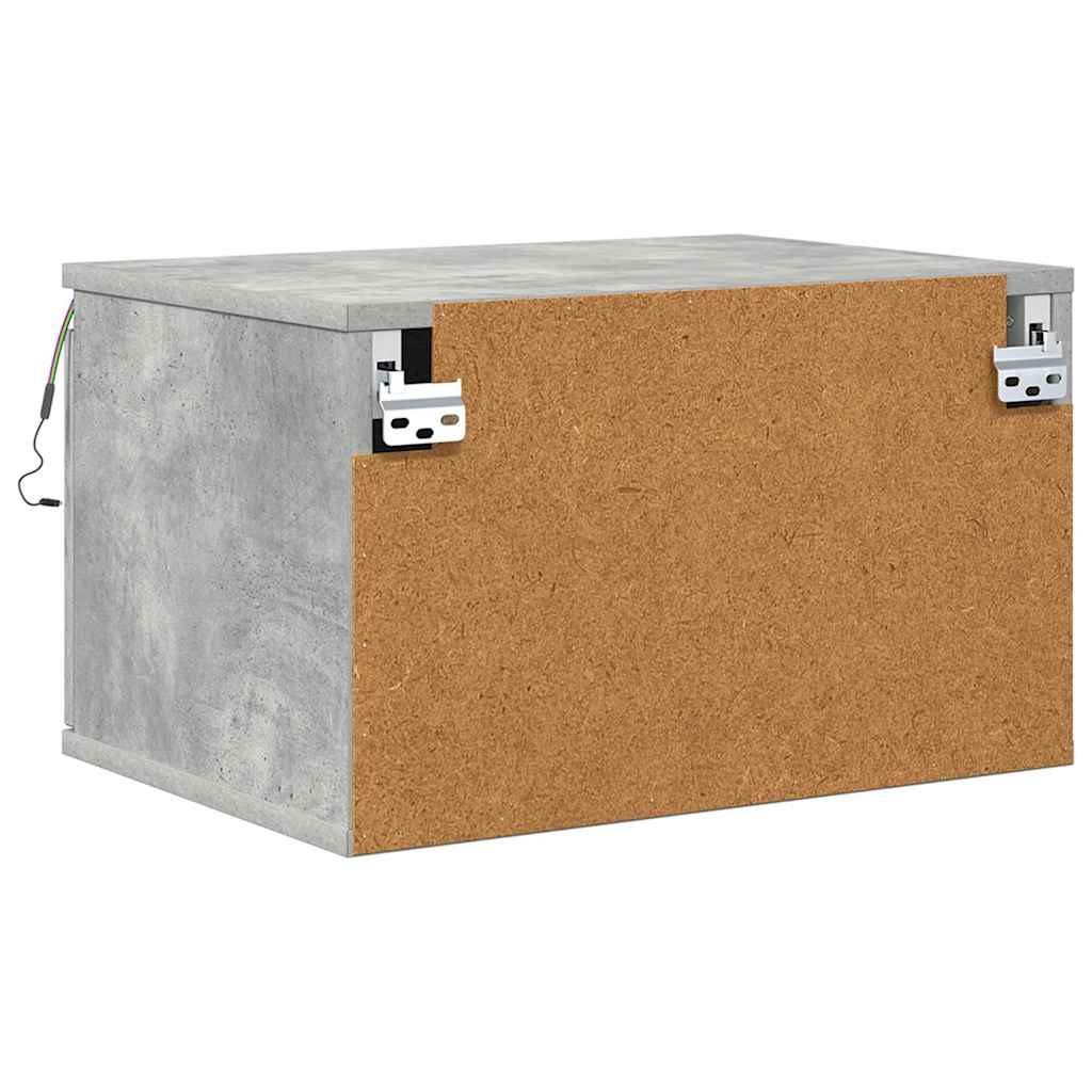 Comodino a Parete con Luci LED Grigio Cemento