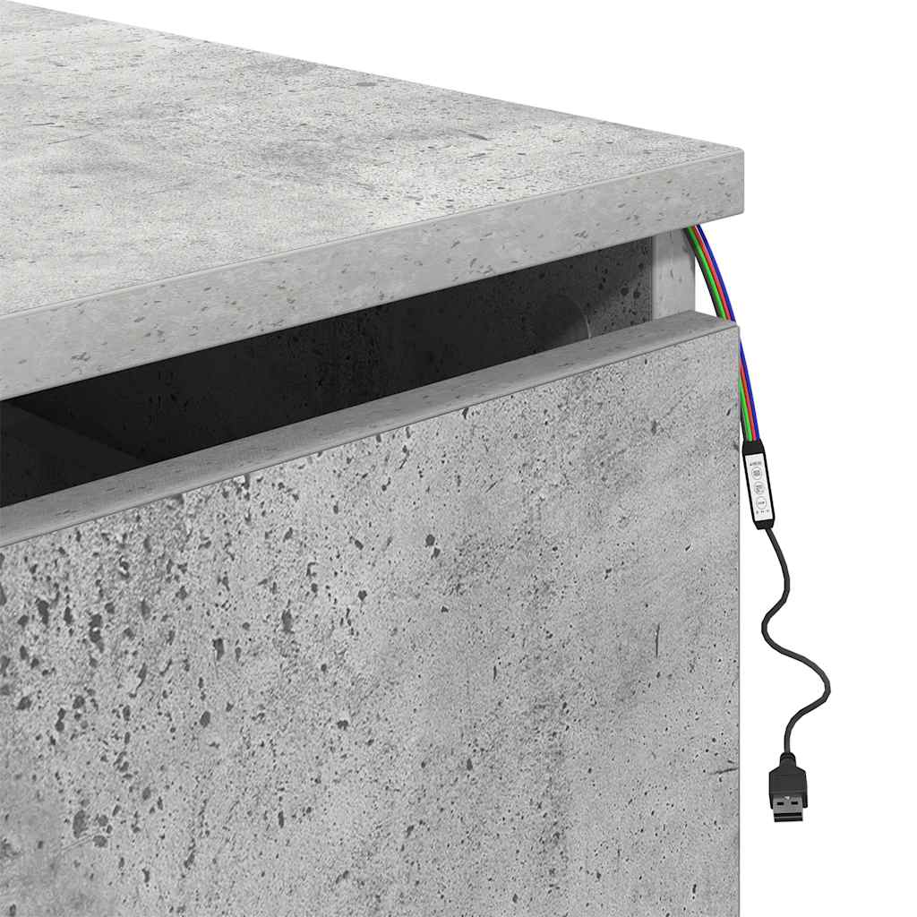 Comodino a Parete con Luci LED Grigio Cemento