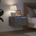 Comodino a Parete con Luci LED Grigio Cemento