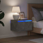 Comodino a Parete con Luci LED Grigio Cemento