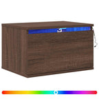 Comodino a Parete con luci LED Rovere Marrone