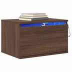 Comodino a Parete con luci LED Rovere Marrone