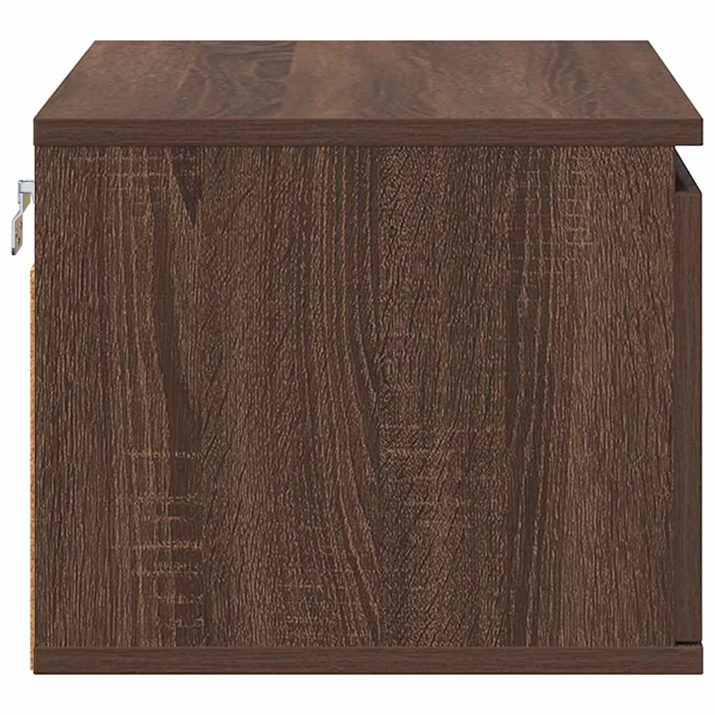 Comodino a Parete con luci LED Rovere Marrone