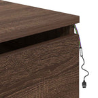 Comodino a Parete con luci LED Rovere Marrone
