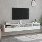 Mobili TV a Parete 2pz Bianchi 100x30x30 cm Legno Multistrato