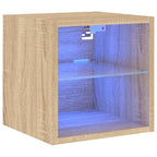 Mobile TV a Parete con Luci LED Rovere Sonoma 30x28,5x30 cm