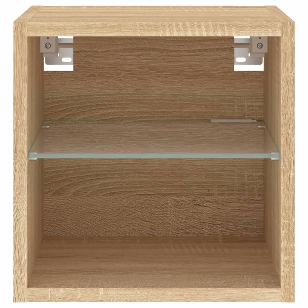Mobile TV a Parete con Luci LED Rovere Sonoma 30x28,5x30 cm