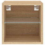 Mobile TV a Parete con Luci LED Rovere Sonoma 30x28,5x30 cm