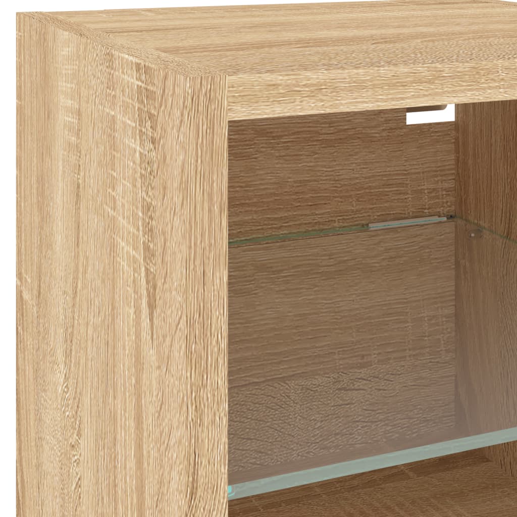 Mobile TV a Parete con Luci LED Rovere Sonoma 30x28,5x30 cm