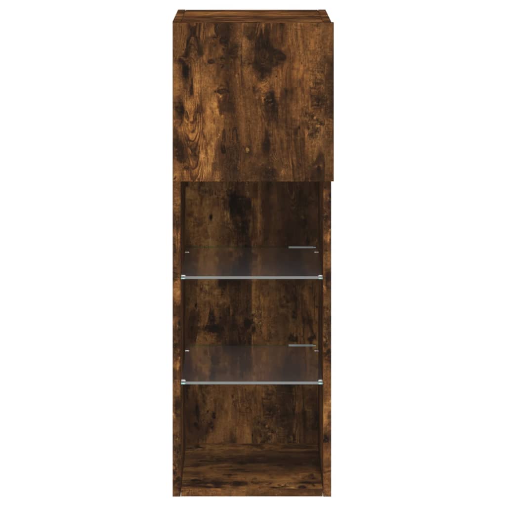 Mobile TV con Luci LED Rovere Fumo 30,5x30x90 cm