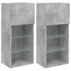 Mobili TV con Luci LED 2pz Grigio Cemento 40,5x30x90 cm
