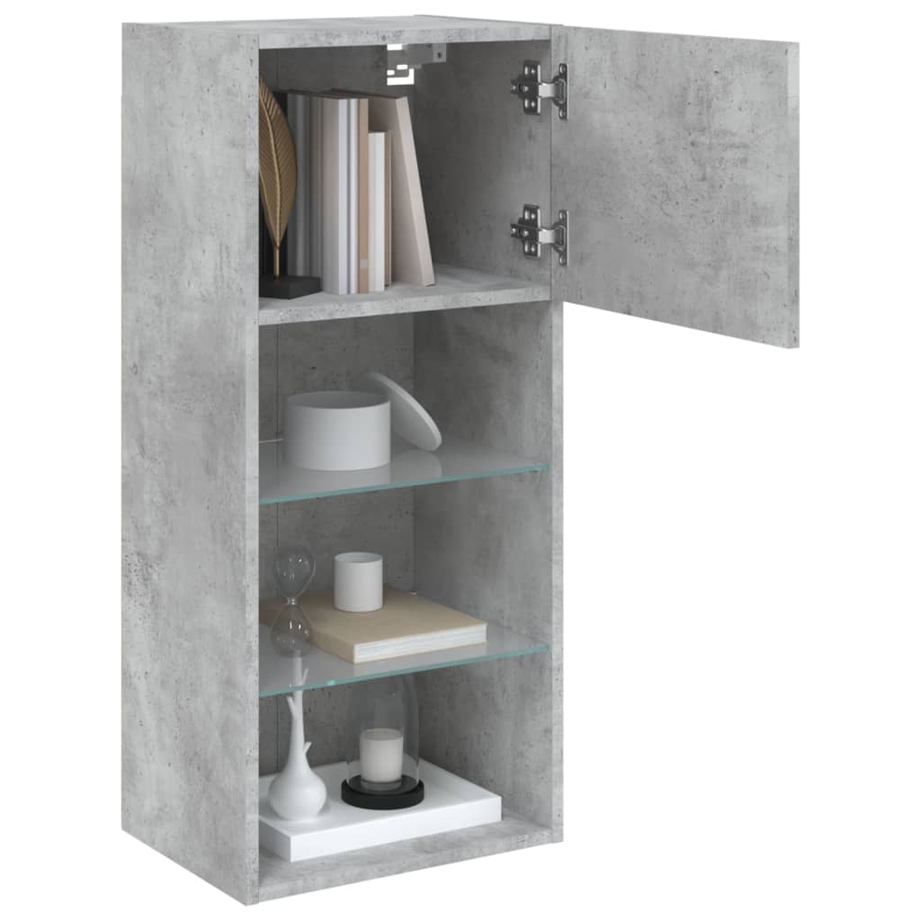 Mobili TV con Luci LED 2pz Grigio Cemento 40,5x30x90 cm
