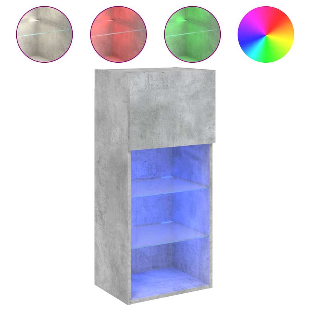 Mobili TV con Luci LED 2pz Grigio Cemento 40,5x30x90 cm