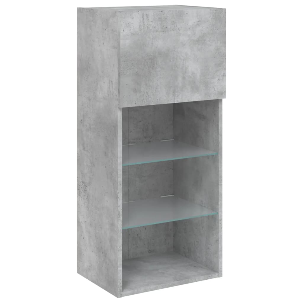 Mobili TV con Luci LED 2pz Grigio Cemento 40,5x30x90 cm