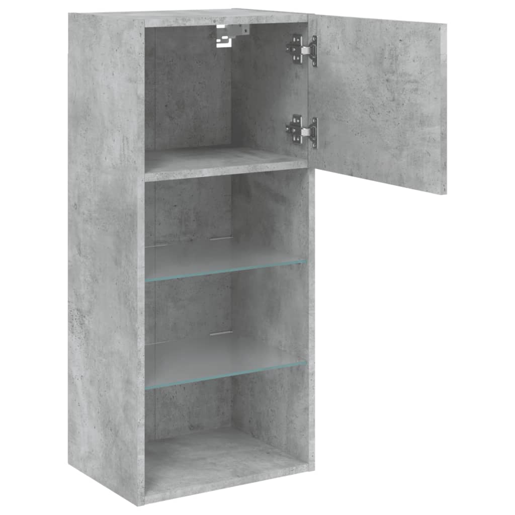 Mobili TV con Luci LED 2pz Grigio Cemento 40,5x30x90 cm