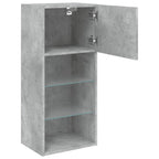 Mobili TV con Luci LED 2pz Grigio Cemento 40,5x30x90 cm