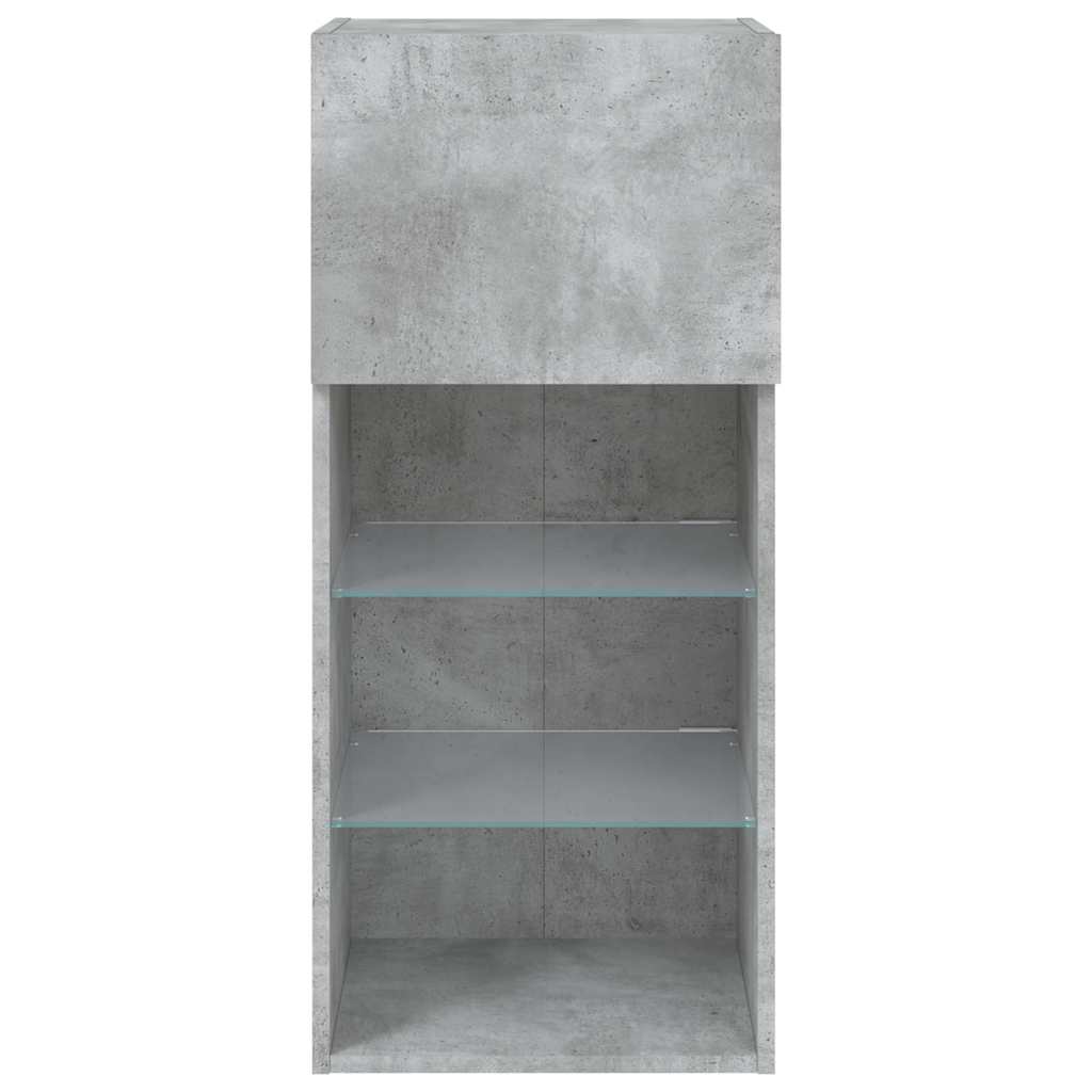 Mobili TV con Luci LED 2pz Grigio Cemento 40,5x30x90 cm