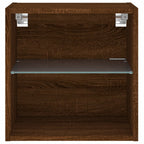 Comodino con Luci LED a Parete Rovere Marrone