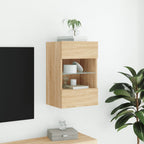 Mobile TV a Parete con Luci LED Rovere Sonoma 40x30x60,5 cm