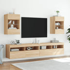 Mobile TV a Parete con Luci LED Rovere Sonoma 40x30x60,5 cm