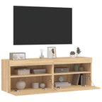 Mobili TV a Parete con Luci LED 2pz Rovere Sonoma 60x30x40 cm