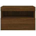 Mobile TV a Parete con Luci LED Rovere Marrone 60x30x40 cm