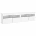 Mobili TV a Parete con Luci LED 2pz Bianchi 80x30x40 cm