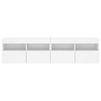 Mobili TV a Parete con Luci LED 2pz Bianchi 80x30x40 cm