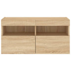 Mobile TV a Parete con Luci LED Rovere Sonoma 80x30x40 cm