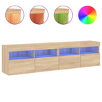 Mobili TV a Parete con Luci LED 2pz Rovere Sonoma 80x30x40 cm