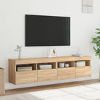 Mobili TV a Parete con Luci LED 2pz Rovere Sonoma 80x30x40 cm