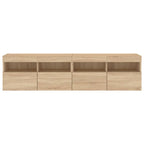 Mobili TV a Parete con Luci LED 2pz Rovere Sonoma 80x30x40 cm