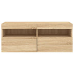 Mobile TV a Parete con Luci LED Rovere Sonoma 100x30x40 cm