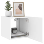 Mobile TV a Parete con Luci LED Bianco 30,5x35x30 cm