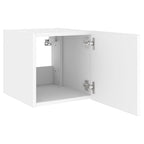 Mobili TV a Parete con Luci LED 2pz Bianchi 30,5x35x30 cm