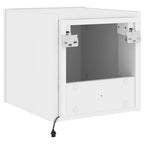 Mobili TV a Parete con Luci LED 2pz Bianchi 30,5x35x30 cm