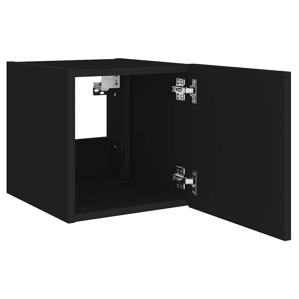 Mobili TV a Parete con Luci LED 2pz Neri 30,5x35x30 cm