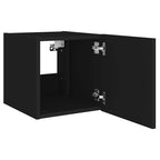 Mobili TV a Parete con Luci LED 2pz Neri 30,5x35x30 cm
